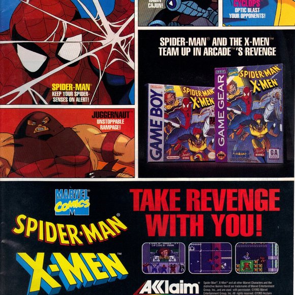 Vintage 1994 Print Ad for Spider-Man X-Men - Game Boy PA605 - Picture 1 of 1
